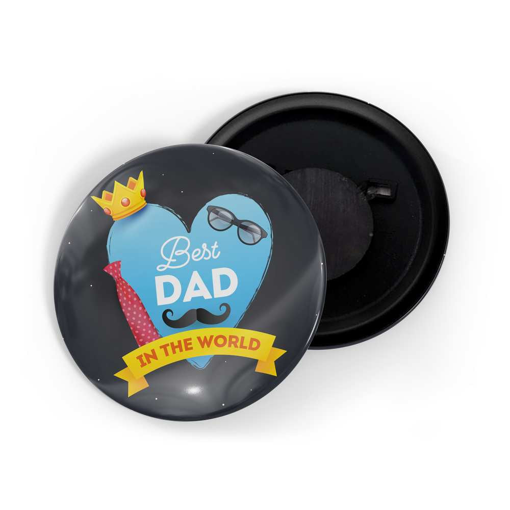 dhcrafts Fridge Magnet Blue Best Dad In The World Glossy Finish Design Pack of 1 (58mm)